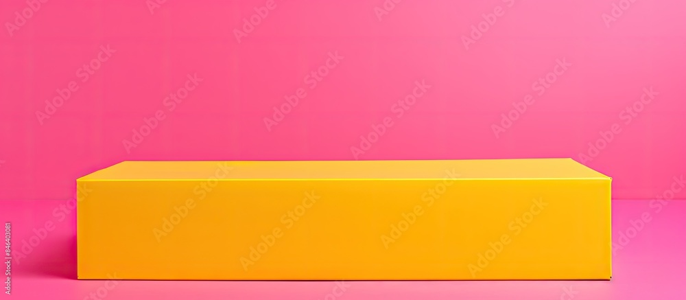 Poster a package for design is displayed in a copy space image with a pink paper box contrasting against a 