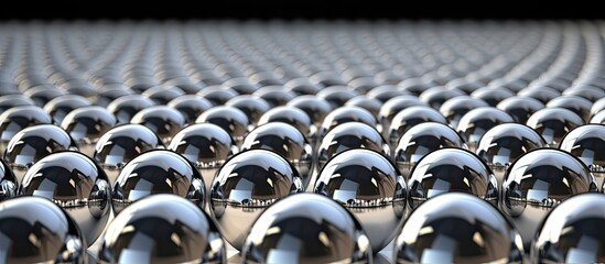 Obraz premium A single large chrome ball stands out in a crowd of identical ones creating an eye catching contrast in this copy space image