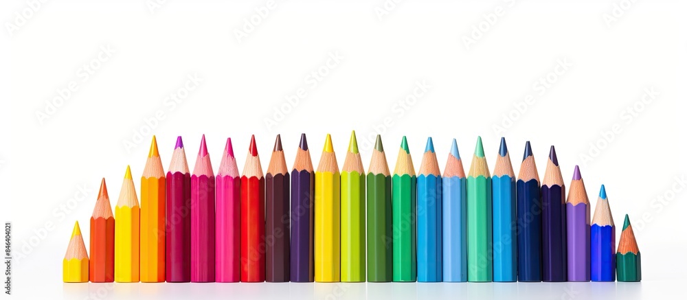 Poster a stack of colorful crayons is isolated on a white background creating a perfect copy space image fo