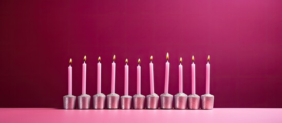 A copy space image with pink background showcases silver birthday candles perfect for celebrating the milestone of turning 70