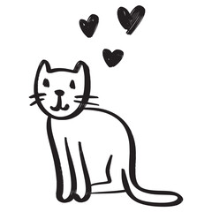 Doodle sketch style of cat cartoon vector illustration for concept design.
