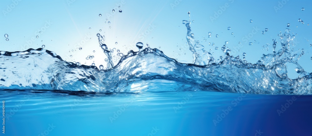 Aufkleber a vibrant and refreshing image of water splashing with a captivating shade of blue perfectly capture