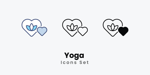 Yoga icons vector set stock illustration