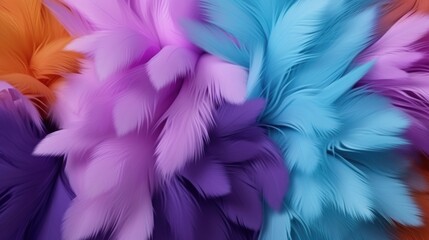Fototapeta premium Abstract close-up of feathers with colorful gradient.