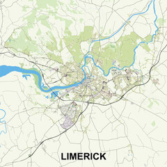 Naklejka premium Limerick, Ireland map poster art