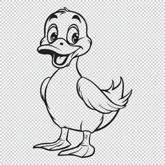 Simple and minimalistic cartoon duck, black vector illustration on transparent background