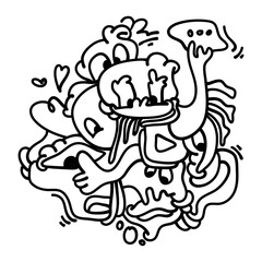 Hand drawn Social Media Illustration Abstract Doodle