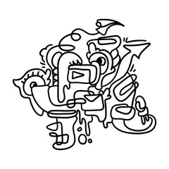 Hand drawn Social Media Illustration Abstract Doodle