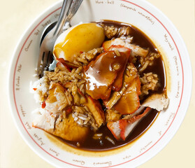 Red Pork with Rice and Boiled Egg