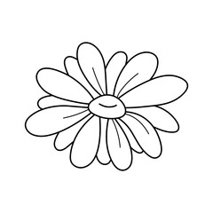 Daisy flower in doodle style, vector illustration. Isolated element on white background