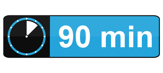 90 Minuten - Blau schwarzer Banner Button mit Zeit