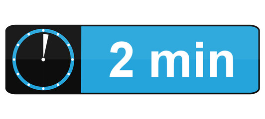 2 Minuten - Blau schwarzer Banner Button mit Zeit