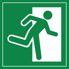 A Man Run to Exit Door Sign Symbolizing Emergency Evacuation