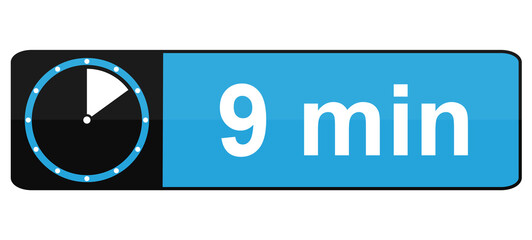9 Minuten - Blau schwarzer Banner Button mit Zeit