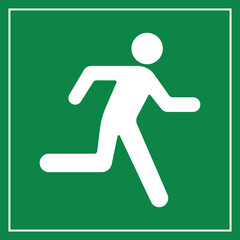 Running Person, a Man Run Sign Symbolizing Emergency Evacuation