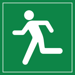 Running Person, a Man Run Green Sign Direction Left Symbolizing Emergency Evacuation