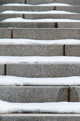 View of the snow-covered staircases