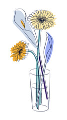 ガーベラとカラー　花の挿絵