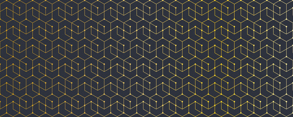 Abstract seamless pattern with a geometric background of polygonal golden lines. Stylish texture