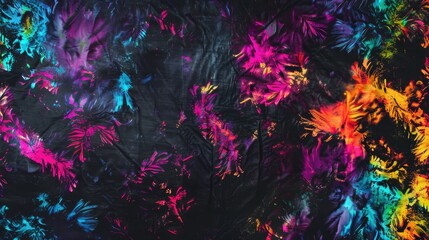 Abstract Organic Pattern on Black Background Vibrant Tie Dye Design with Bohemian Flair