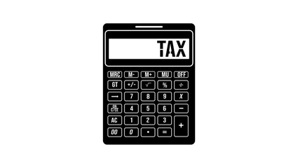 tax calculator, black isolated silhouette