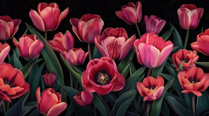 Obraz premium Floral design featuring tulips seamlessly