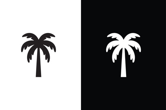 palm tree icon, simple style palm tree silhouette. Palm tree icon isolated on white background.