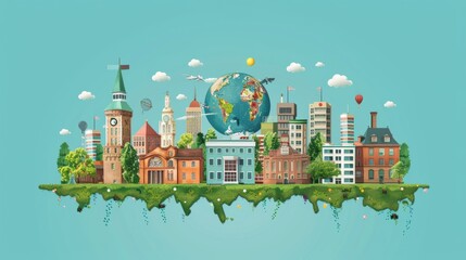 Naklejka premium Illustration of the World of Education