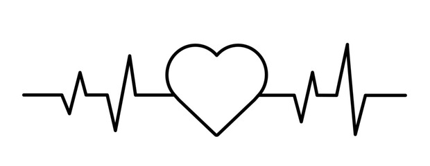 Heartbeat Line in Heart on white background. Heart line icon. Vector illustration