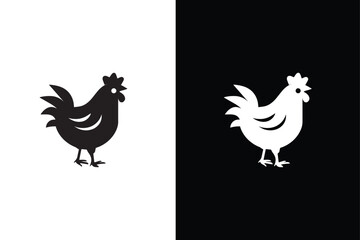 rooster isolated on white black background