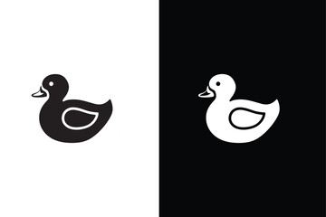 two ducks on a black icon silhouette