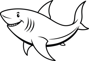 shark cartoon outline isolated on white background