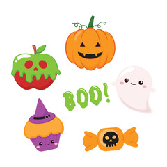 Cute Halloween pumpkin set clip art