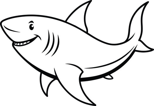 recommend clip art: shark cartoon outline isolated on white background