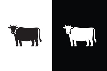 black and white cows icon silhouette
