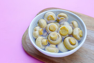 Champignon mushrooms in brine. Canned champignon mushrooms whole