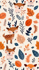 Cute pattern background, animal cartoon image