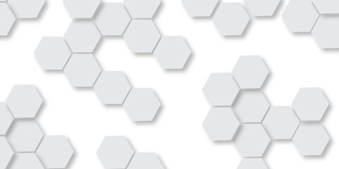 Abstract hexagon background. Futuristic abstract honeycomb mosaic grey technology background. Surface polygon pattern with glowing hexagon paper texture and futuristic business. graphic concept.	