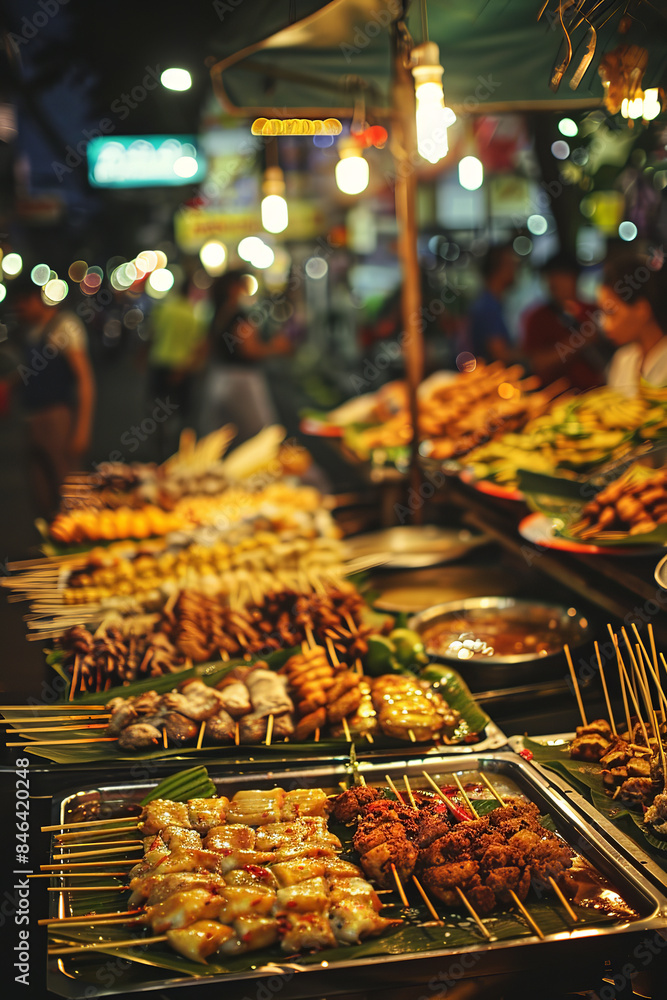 Canvas Prints Bustling Thai Food Festival Celebrating with Diverse Street Foods  