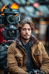 Young male videographer, interviewer