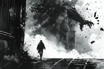 conconceptual illustration in mixed digital technics, fabulous states of mind theme