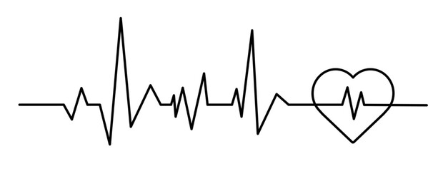 Heartbeat line on white background. Pulse Rate. Vector illustration