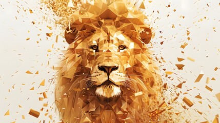 low poly lion head vector illustration on white background