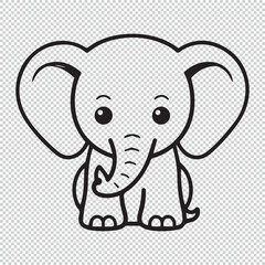 Simple elephant icon or logo, black vector illustration on transparent background