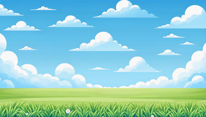 青空と草原　背景、壁紙　（ AI生成画像 ）