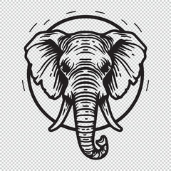 Simple elephant icon or logo, black vector illustration on transparent background