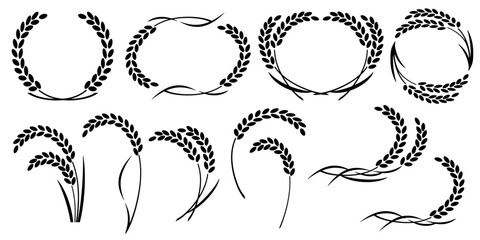 ベクター　稲穂 稲 米 シンボル マーク アイコン フレーム 飾り枠  © 辛 甘