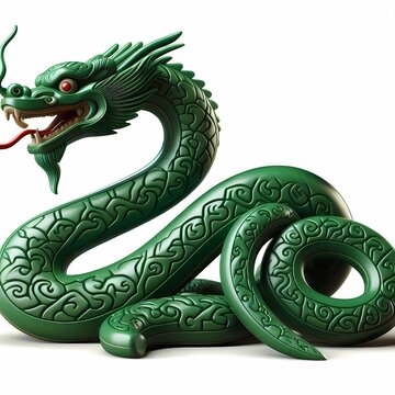 Symbol of the chinese year - 3d green wooden snake with the numbers 2025. Celebrating 2025.