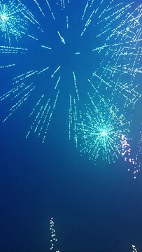 Vertical Fireworks for Celebrating National Days. Festive Atmosphere. Independence Day, 4th of July.