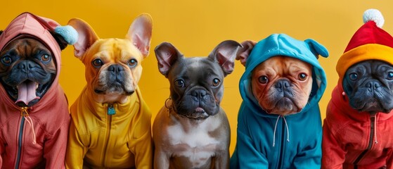 Wide-angle view of fun DIY pet outfits, holiday-themed costumes for pets, creative designs with vivid colors, digital CG realism, showcasing pets in playful and joyous poses, intricate textures